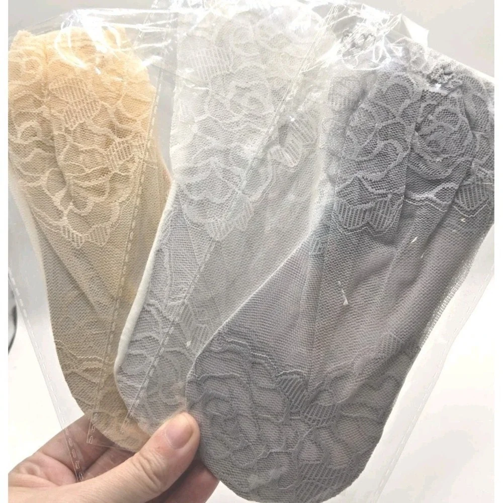 Lace No Show Socks Women Sheer Floral Low Cut Wedding Boho Ballet Core Chic
